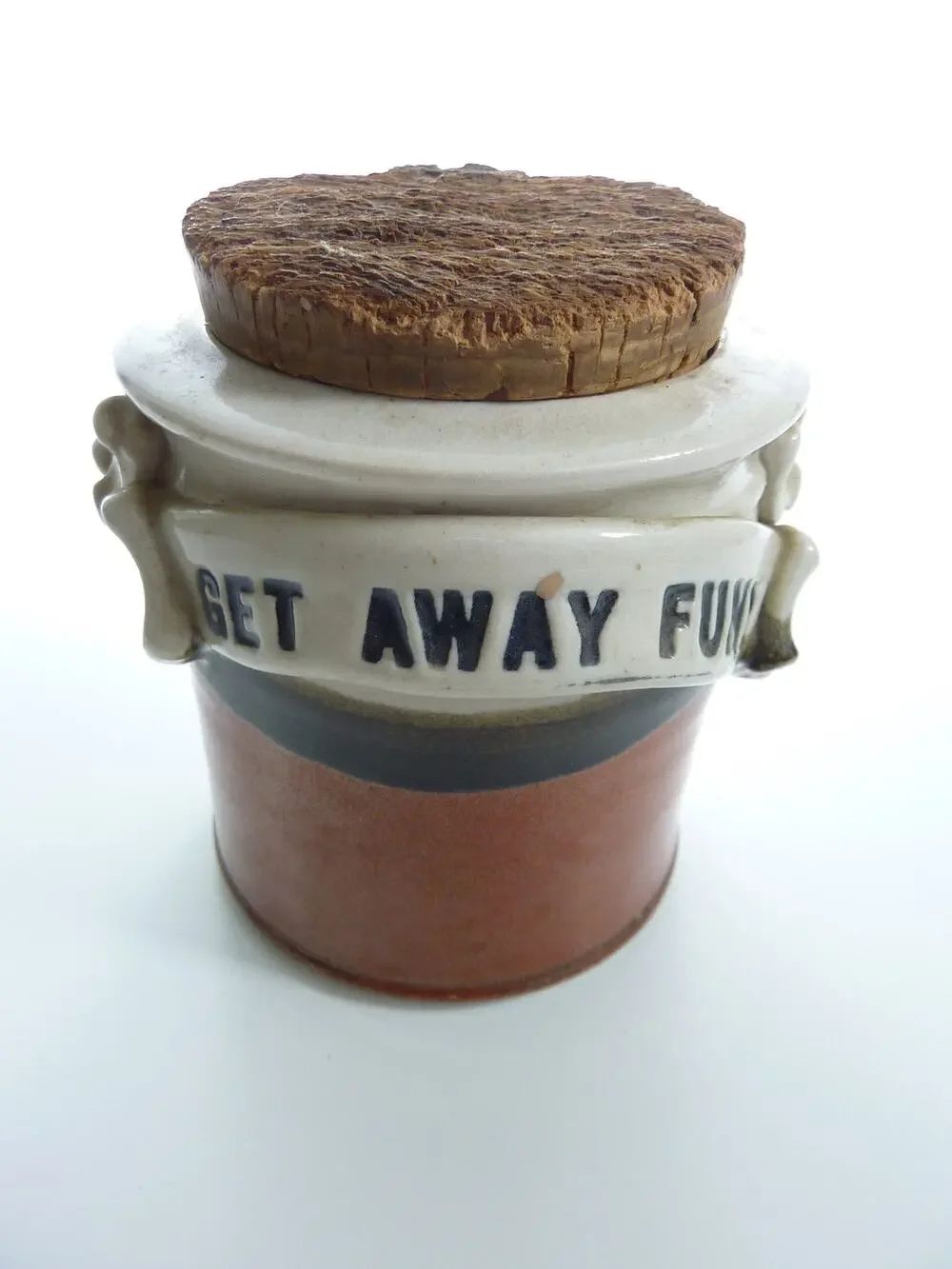 Vintage Money Jar Get Away Fund Ceramic Cork Savings Jar, Pottery Cash Container